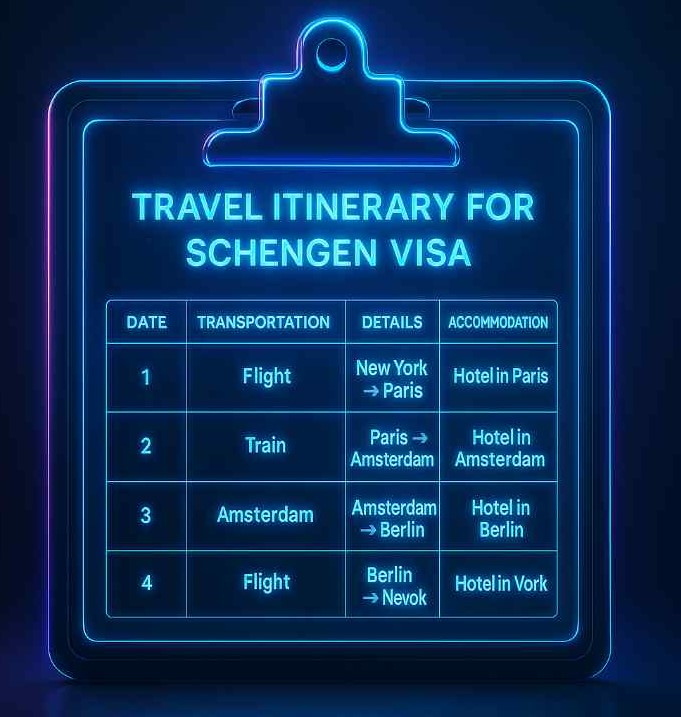Travel Itinerary for Schengen Visa